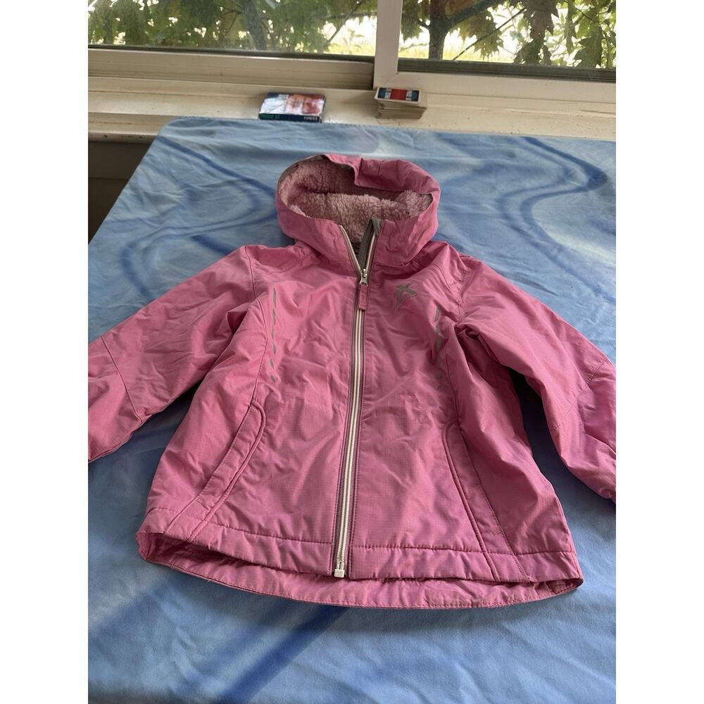 Pink Kids 4/5 Winter Jacket Hooded Coat Fleece Lined With Pockets zeroXposure